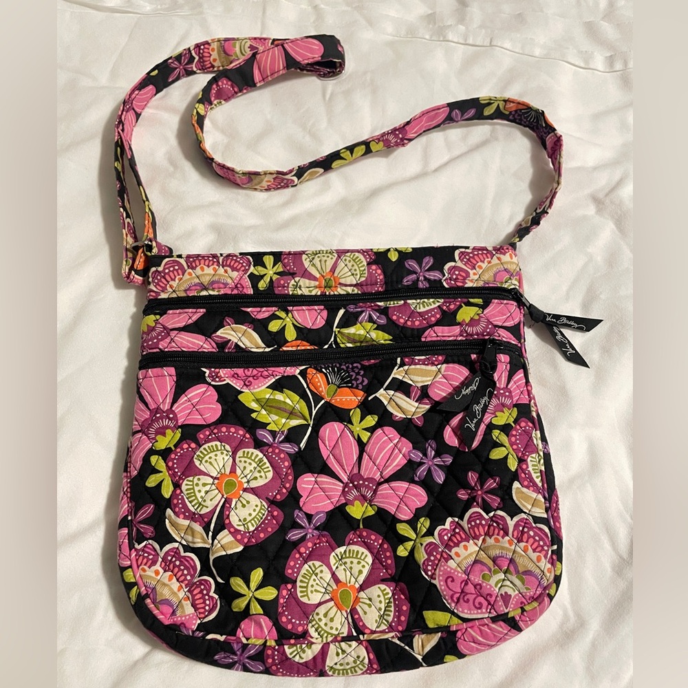 Vera Bradley Hipster Crossbody Bag Pirouette Pink Pattern Adjustable Strap
